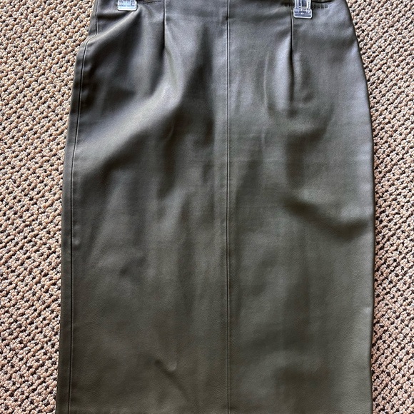 Zara Basic Pleather Army Green Pencil Skirt - Picture 8 of 8